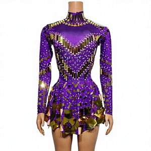 <strong>Glitter</strong> Mirror Party Black Stretch Stage Dance Dress Nightclub Party Celebrate Sequin Dress Women Dancer Performance <strong>Clothes</strong> - Product Image 6