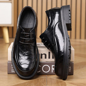 Men's leather shoes - British formal business style. Genuine leather, breathable men's pointed-<b>toe</b> Oxford shoes. - Product Image 5