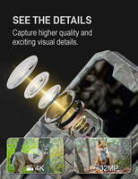 Caméra de surveillance de la faune 32MP 4K FHD KG866WF, étanche IP67, vision nocturne 100FT, déclencheur 0,25s, 36 LED IR 940nm