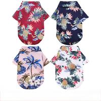 Sweat-shirts d'été respirants à manches courtes, style plage, motif floral, pour chien, en tissu doux et frais, style polo, vêtements, t-shirts