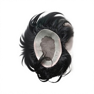 Extensions de cheveux naturels indiens Remy pour hommes, avec patch frontal en dentelle, lisses ou ondulés, légers - Product Image 1
