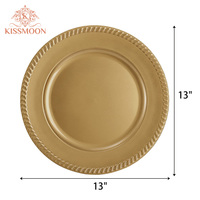 Assiettes de Présentation Haut de Gamme en Plastique Doré à Motif Végétal de 13 Pouces, Écologiques, pour Mariages, Fêtes, Anniversaires et Banquets