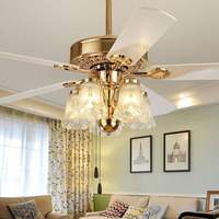 Ventilateur de plafond de style européen de luxe pour salle à manger avec télécommande, nouveau design, éclairage ventilateur, 6 vitesses, intensité réglable