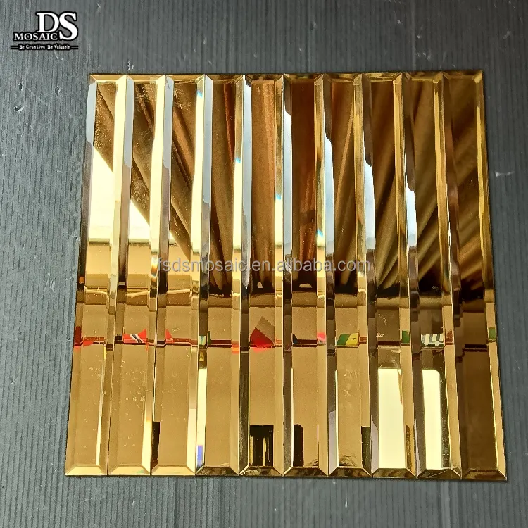 अच्छी गुणवत्ता कारखाने गर्म बिक्री सोने दर्पण कांच की दीवार टाइल Backsplash ग्लास मोज़ेक