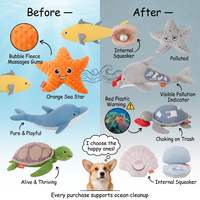 Jouet pour chien en forme de créature marine, en matériau recyclé écologique, couineur, pour le nettoyage dentaire, tortue, dauphin, étoile de mer, usine OEM ODM
