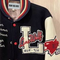 Premium Unique OEM Personnalisé Chaîne Chenille Patch Broderie Manches En Cuir Vintage Baseball Letterman Varsity Veste Hommes À Séchage Rapide