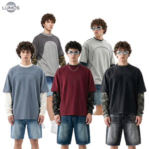 Camisetas de Algodón Grueso de Alta Calidad de 180 Gramos al por Mayor, Camisetas de Manga Larga Gruesas para <span class=keywords><strong>Hombre</strong></span>, Camisetas de Manga Larga con Paneles - Product Image 1