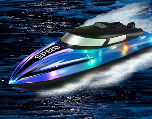 Mini bateau de course RC 2,4 GHz, bateau RC électrique radiocommandé haute vitesse 15 km/h, jouets télécommandés <span class=keywords><strong>sous</strong></span>-marins 100 m avec lumières - Product Image 5