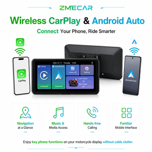 6.25 英寸摩托车导航 CarPlay Android 汽车显示屏，带快速释放防盗支架、USB 电源、自动亮度调节、手套触摸功能 - Product Image 3