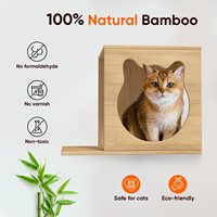 Mobilier de lit flottant d'intérieur moderne pour chat Maison en bambou massif pour animaux de compagnie avec maison en bois pour chat Style OEM
