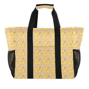Aloha Yellow Hibiscus Flower Portable <b>Foldable</b> Reusable Shopping <b>Bag</b> Hawaii Laundry Basket Custom Logo Reusable Dust <b>Bag</b> - Product Image 2