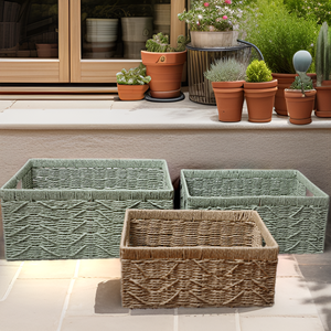 Petit panier à linge en bambou tissé à la main avec poignée en bois et corde circulaire en papier pour un <span class=keywords><strong>rangement</strong></span> efficace du papier - Product Image 6