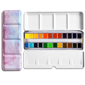 Factory Wholesale 24 Colors <strong>Chinese</strong> Metal Water Color Palette <strong>Paints</strong>