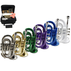 TP-<span class=keywords><strong>Mini</strong></span> <span class=keywords><strong>trompeta</strong></span> de bolsillo, llave Bb lacada dorada, colorida, venta al por mayor - Product Image 1