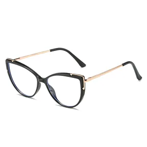 이우 마켓 아이웨어 제품 남성 패션 투명 렌즈 안경 여성용 대형 베젤 근시 빈티지 고양이 눈 프레임