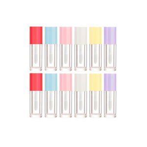 Hot Sell 5ml Round pink <b>clear</b> Frosted Empty <b>Lip</b> <b>Gloss</b> Tube Cosmetic Packaging with Wand in Stock - Product Image 1