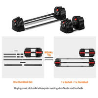 Ensemble d'haltères réglables 2 en 1, 40 kg, 88 lb, 16 niveaux, système de réglage rapide, équipement de musculation pour la maison