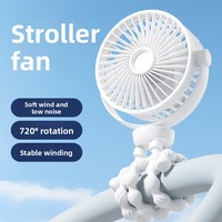 Ventilateur portable USB pliable en plastique pour poussette, bureau, mini ventilateur rechargeable en forme de pieuvre