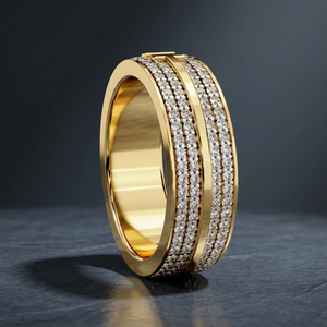 JURA JEWEL Yellow Gold 14K Solid Gold Synthetic (Lab Grown) Diamond Brilliant Cut Luxury Wedding <b>Ring</b> <b>Band</b> Women's IGI Certified - Product Image 1