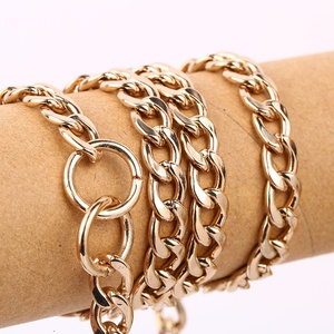 Cadena de Metal de Lujo con Remaches y Cuerda Trenzada <span class=keywords><strong>para</strong></span> Bolsos y Carteras |   Cadena Ecológica de Aleación de Zinc Dorada <span class=keywords><strong>para</strong></span> Accesorios de Moda - Product Image 4