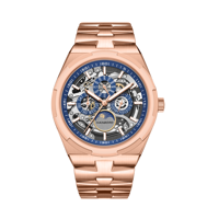 HANBORO Montre mécanique sport entièrement automatique pour homme en alliage étanche lumineux en acier inoxydable avec cadran en verre et pointeur de fenêtre