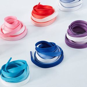 Cordones Planos de Moda al por Mayor de 8mm con Degradado de Color, Cordones Planos Coloridos de Poliéster de Doble Capa para Zapatillas - Product Image 1