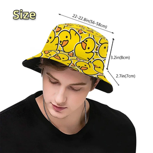 Chapeau de soleil d'été réversible <span class=keywords><strong>jaune</strong></span> canard seau chapeau pour hommes femmes coton <span class=keywords><strong>Bob</strong></span> Panama filles plage voyage extérieur pêcheur chapeau - Product Image 5
