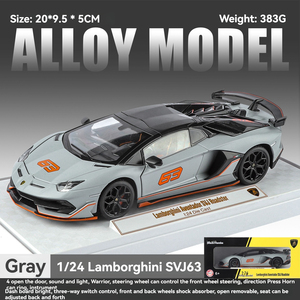 Modelo de Auto Lamborghini Eventado <span class=keywords><strong>SVJ63</strong></span> HMB 1:24, Modelo de Auto de Aleación con Sonido y Luz, Modelo de Auto Deportivo, Juguete Coleccionable para Niños, Regalo - Product Image 6
