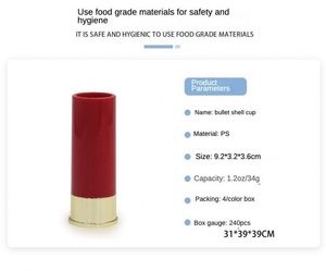 Verres doseurs en plastique noir et rouge de 3 oz avec logo personnalisé, vente directe d'usine, verres à shot Tequila American Soldier 12GA Bullet - Product Image 4