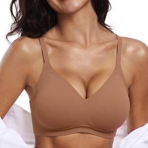 Sujetador Deportivo Sin Costuras para Mujer, Transpirable, Sin Varillas, con Copas Moldeadas y Tirantes Ajustables, Diseño Sólido, Tejido <span class=keywords><strong>de</strong></span> Punto, para Uso Diario - Product Image 1