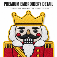 Patch brodé motif Roi Casse-Noisette de Noël, applique thermocollante demi-corps, badge hiver, vente en gros personnalisée
