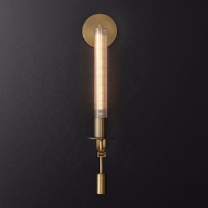 Modern Wall <strong>Light</strong> Polish Brass Tubular Surface Mount LED Wall Lamp <strong>Upward</strong> Glass <strong>Light</strong> for Indoor Interior Decor Bathroom Home - Product Image 2