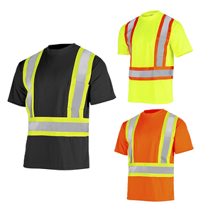 Safety Workwear High Visibility 5cm Reflective Tape Breathable Short Sleeve Quick Dry Customized Logo Construction <strong>Work</strong> Shirts - Product Image 1