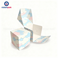 Boîte à gâteau transparente personnalisée en carton avec logo, luxe, plastique transparent, papier personnalisé, avec poignée et fenêtre