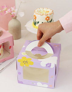 Caja de regalo de pastel de cumpleaños Rosa directa de fábrica, cajas de pastel de <span class=keywords><strong>Mousse</strong></span> con ventana, caja de pastel cuadrada para embalaje - Product Image 5