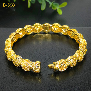 Лидер продаж, индийские ювелирные изделия из Дубая, ювелирные изделия, браслеты 24 карат, позолоченные выдолбленные цветы, тотем невесты, золотой браслет, оптовая продажа - Product Image 6