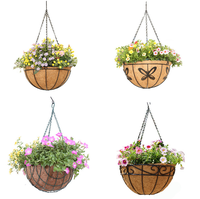 Pots de fleurs naturels en fibre de coco ronds classiques marron suspendus en gros