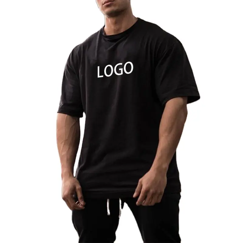 Camiseta de gran tamaño para hombre, camisa masculina lisa y holgada con estampado de logotipo personalizado, de buena calidad, OEM, venta al por mayor, 100% algodón