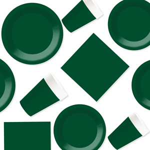 DAMAI - Juego de Vajilla Desechable de Papel Verde para Fiestas, Platos de 7 y 9 Pulgadas, Vasos de Papel y Servilletas - Product Image 2