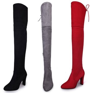 Nouvelles <span class=keywords><strong>bottes</strong></span> au-dessus du genou de grande taille <span class=keywords><strong>bottes</strong></span> de mode en <span class=keywords><strong>daim</strong></span> élastique à talons hauts pour femmes solides - Product Image 6