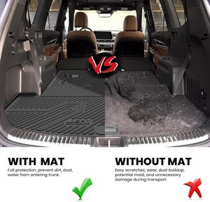 LASFIT Cargo &amp; Backrest Mats for Telluride 2020-2025 All Weather TPE Grooved LASFIT Logo Custom Fit <strong>Trunk</strong> &amp; Seatback Mats Black - Product Image 4