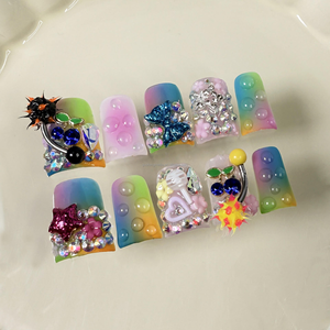 <span class=keywords><strong>Uñas</strong></span> Postizas Holográficas con Diseño de Pata de Pato, Hechas a Mano, Acrílicas, con Borde Redondeado y Acampanado, <span class=keywords><strong>para</strong></span> Festivales, Fiestas y Conciertos - Product Image 1