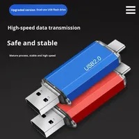 Grosir Pabrik OTG 2-in-1 komputer dan ponsel penggunaan ganda Type-c128MB Disk U untuk 128GB Logoable Metal Flash Drive