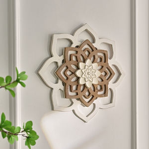 Nouveautés : Décoration murale rustique en bois MDF découpé au laser, motif floral sculpté, pour salon et intérieur moderne - Product Image 2