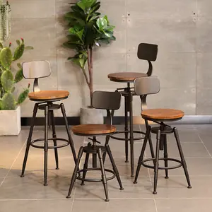 Commercial restaurant kitchen retro industrial swivel bar stool design rotating lifting high foot bar chair