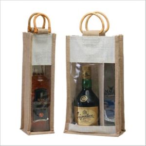 Sac fourre-tout en jute fait à la main avec poignées lavables Capacité de 4 bouteilles pour mariages et fêtes - Product Image 6