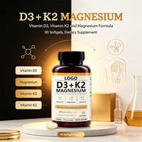 Gélules de Vitamine D3 K2 Magnésium à Marque Blanche OEM 5000 UI D3 275 mg Magnésium 50 mcg K2 Complément Alimentaire 90 Jours