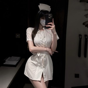 Sexy Nurse Uniform Lingerie <b>Set</b> Full Cup Mid Rise Polyester Women's Role Play Costume - Product Image 1