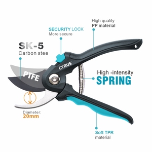 Wholesales New Adjustable Bypass Tree Pruning SK5 Carbon Steel Garden <strong>Pruner</strong> Hand Secateurs With Safty Lock For OEM/ODM Customer - Product Image 3
