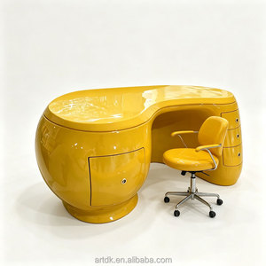 Bureau de réception incurvé en gros, table de direction de forme organique personnalisée pour salon de beauté, hall d'hôtel, OEM disponible - Product Image 5